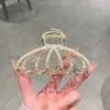 Presilha de Cabelo Elegante Francesa com Pérolas Parte de Trás da Cabeça Feminina Presilha Super Forte Grande Presilha de Cabelo de Metal Presilha de Cabelo Tubarão Coreia do Sul
