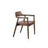 Silla de Comedor Hiroshima con Reposabrazos de Madera Maciza, Nogal Negro Norteamericano, Respaldo de Madera Natural Estilo Japonés Sencillo, Silla de Estudio Doméstica con Ensambles de Mortaja y Espiga