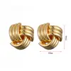 Brincos de Tubo de Ferro Vazado Cruzados Europeus e Americanos Estilo Simples Ins Dupla Camada Rombo Dourado para Mulheres