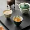Taza de Té de Cerámica Roja Antigua con Orquídea Pintada a Mano Estilo Dinastías Tang y Song, Juego de Té Kung Fu, Taza de Té para el Hogar, Taza Individual para Beber Té