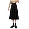 Falda Color Puro 2024 Largo Medio Beige Drapeada Cintura Alta Slim Falda A-Line para Mujer Primavera y Verano Falda Negra Falda Larga