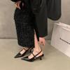 Sandalias Negras de Tacón Alto Cerradas, Zapatos de Hada, Nuevo Estilo Primavera/Verano 2026, Adecuadas para Vestidos, Zapatos Planos Plateados de Punta