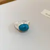 Anel Redondo Aberto de Resina Galvanizado com Ouro Real 18K, Anel para Dedo Indicador Estilo Nicho de Alto Padrão, Anel Vintage com Personalidade e Elegante