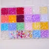 Paquete de 24 compartimentos de populares accesorios transfronterizos para decoración de uñas, piezas pequeñas de resina, pinzas para el cabello, pendientes, accesorios para uñas postizas, diamantes de imitación de fondo redondo al por mayor