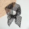 Bufanda de Gasa de Seda Negra y Blanca con Puntos Ondulados Estilo Hepburn Francés Elegante para el Trabajo Bufanda Delgada Elegante Protección para el Cuello para Mujer Primavera y Verano