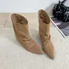 Nova Coleção Outono/Inverno 2026: Botas de tornozelo pontudas, com salto anabela, que aumentam a altura interna, elegantes, emagrecedoras, estilo francês, modernas, sexy, deslumbrantes e da moda para mulheres