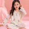 Pijamas para niños, pantalones de manga larga, primavera y otoño, dibujos animados, dulces niñas, bebés, niños medianos y grandes, ropa de aire acondicionado para el hogar, traje