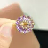 Anillo de amatista natural pura para mujer, cristal natural, cristal morado, piedra desnuda limpia, tamaño: 3*4mm