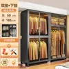 Armario de acero para uso doméstico, adecuado para dormitorios y apartamentos de alquiler, diseño simple, perchero de pie, gabinete de almacenamiento de metal