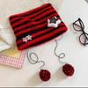 Sombrero de orejas de gato estilo Yabi para mujer otoño e invierno y2g sombrero de punto a rayas estilo coreano lindo cálido de lana