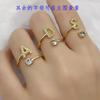 Anillo de circón con 26 letras inglesas chapado en oro cobre Anillo de tamaño microajustable anillo accesorios de joyería para mujer