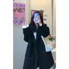 Capa de lana para mujer, abrigo de lana estilo Hepburn vintage, ropa de invierno para mujer, gabardina negra gruesa estilo japonés para petite.