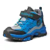 Zapatos de algodón de invierno para niños, forrados de felpa y engrosados para abrigar, botas grandes de algodón estilo noreste, tallas medianas y grandes, botas de nieve para exteriores con punta de acero para niños