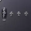 Mini Decorações para Unhas em Liga Metálica DIY Pequenos Acessórios Coração Cromado Cruz Tridimensional Navio Âncora Acessórios de Unha Vestíveis