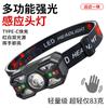 Linterna frontal brillante transfronteriza inducción larga duración portátil pantalla eléctrica portátil lámpara portátil exterior impermeable montada en la cabeza para correr