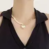 Collar de Perlas Barrocas en Forma de Corazón Estilo Niche Europeo y Americano Cadena de Moda Vintage Cadena para Clavícula para Mujeres Versión Coreana