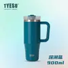 Taza Térmica Tyeso de Gran Capacidad para Café Helado Taza Refrigerante Portátil para Coche con Popote Taza para Coche de Acero Inoxidable