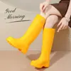 Botas de Chuva Altas da Moda para Adultos Feminino Tendência Sapatos Longos para Água Antiderrapante Impermeável de Borracha Botas de Água para Cozinha