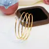 Pulsera Geométrica de Línea de Moda Transfronteriza Estilo Europeo y Americano con Diamantes, Pulsera de Lujo Ligero de Gama Alta, Joyería de Mano Multicapa de Acero Inoxidable Cruzada
