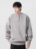 Suéter de medio cierre estilo americano para hombre, marca de moda otoño e invierno, tejido suelto y casual, sudadera, chaqueta de alta gama para pareja