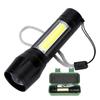 Lanterna Mini Liga de Alumínio Luz Forte COB Luz Lateral Carga Rápida LED Zoom Telescópico Resistência Leve Lanterna