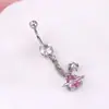 Anillo para ombligo de acero inoxidable directo de fábrica, moda europea y americana, colgante de cabeza de conejo rosa, clavo para ombligo, anillo umbilical, transfronterizo