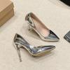 Zapatos de Tacón Alto de Comercio Exterior 2025 Otoño Nuevo Estilo Simple y Sexy Stiletto Punta Afilada Boca Baja Zapatos de Moda para Mujer Venta al por Mayor