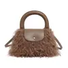 Bolso peludo de estilo casual de otoño para mujer 2025 Nuevo bolso de mano de felpa lindo Bolso cruzado casual de aspecto elegante