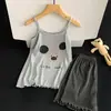 Dulce y elegante conjunto de pijama de camisola de modal de princesa para niñas, ropa de casa de verano para niñas pequeñas y niños mayores