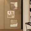 Pintura Decorativa Estilo Crema para Sala de Estar, Pintura de Pared de Fondo para Sofá Estilo Normcore, Mural Tríptico para Restaurante, Pintura Colgante Estilo Wabi-Sabi para Entrada