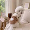 Ropa de otoño e invierno para mascotas, sudadera de forro polar gruesa y cálida con diseño de dibujos animados de dos patas para animales pequeños, adecuada para gatos y perros, con accesorio para correa y diseño de cuello redondo