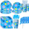Nuevo Stitch Tema Hawaiano Fiesta Vajilla Desechable Servilletas de Papel Platos de Papel Manteles Banderines Decoraciones para el Lugar