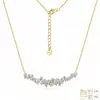 Collar de plata de ley S925 con moissanita completa, cadena para la clavícula en forma de arco sonriente con racimo de flores irregulares de moissanita, el más vendido en ventas transfronterizas