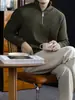 Suéter de punto acanalado, cálido y suave, amigable con la piel, con media cremallera y cuello alto, casual para hombre, corte holgado, hombros caídos, cálido, jersey de punto para otoño e invierno