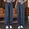 Jeans Azules Vintage de Pierna Ancha Estrecha para Mujer, Nuevo Estilo Otoño, Tallas Grandes, de Moda Este Año, Pantalones Scimitar de Cintura Alta Adelgazantes