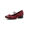 Zapatos Mary Jane Cuadrados Silenciosos de Tacón Medio Grueso de Piel de Vaca con Lazo Estilo Ballet Otoño 2026 para Mujer