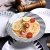 Plato de desayuno creativo nórdico con patrón geométrico, plato hondo de cerámica para sopa, plato hondo para pasta de restaurante occidental, plato de 8 pulgadas