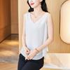 Camisola sin mangas para mujer, interior con cuello en V, doble capa suelta que cubre el abdomen, nuevo estilo 2025, camisa básica de chifón