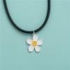 Colgante de Flor Sonriente con Gota de Pegamento Plata Esterlina S925 Rocío Blanco Mismo Colgante Collar DIY Cadena Clavicular Accesorios Colgante