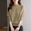 Suéter Estiloso Novo de Gola Alta Meia para Mulheres 2026, Camisa Base de Tricô Solta e Fashion para Outono e Inverno