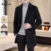 Abrigo de lana de doble faz para hombre, nuevo para otoño e invierno, 100% lana, de doble botonadura, con forro de plumón desmontable, de longitud media