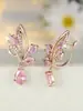 Ouro Champanhe Diamante Rosa Zircônia Clipe de Orelha Design de Nicho Feminino Personalidade Doce Fivela de Orelha da Moda