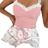 Europeu e Americano Cross-border Home Clothes Renda Sling Shorts terno confortável elástico Home Casual Outwear Pijamas para Mulheres