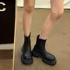 Botines Martin Cortos de Punta Redonda 2025 Otoño Estilo Británico Suela Gruesa Slip-On Elásticos Ajustados para Aumento de Estatura Petite Botines