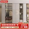 Todo aluminio Hogar moderno luz de lujo hogar dormitorio una puerta a arriba Combinación de puerta de vidrio batiente Fabricantes de guardarropa de aleación de aluminio