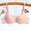 Ropa interior para mujer, copa fina, pecho pequeño, push-up, sujetador ajustable con parte superior fina e inferior gruesa, aros de acero, separación, sujetador liso de color sólido, en stock