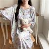 Camisón de verano de algodón y seda, bonito y holgado, para primavera y otoño, fino, de algodón artificial, de manga corta, talla grande