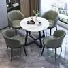 Escritório de Vendas Conjunto de Mesa e Cadeiras de Jantar de Luxo Leve Italiano Recepção de Lazer Casa Mesa Redonda Pequena Simples Moderna Mesa de Centro Pequena