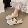 Zapatos de verano planos y huecos para mujer con empeine de perlas, versátiles y de moda, malla transpirable, Mary Jane de doble uso