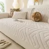 Almofada de sofá de veludo de algodão macio estilo creme para inverno, almofada de assento de pelúcia espessa outono e inverno, novo tecido de capa antiderrapante 2026